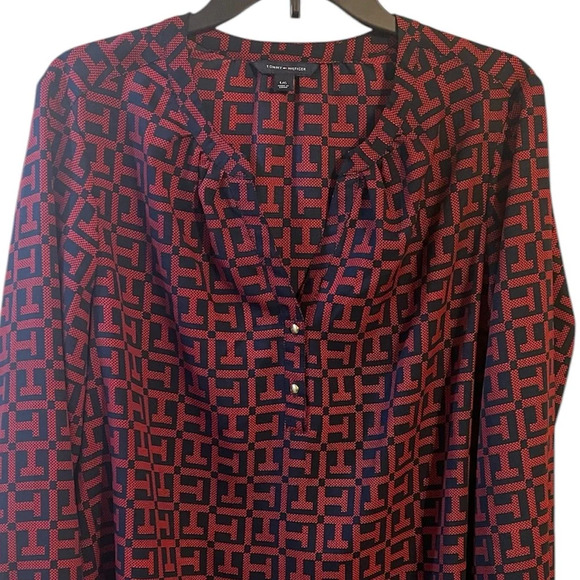 Tommy Hilfiger Logo Blouse Lightweight Preppy Large Work Business Professional - Picture 9 of 9